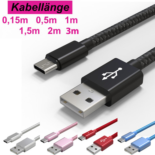 Usb ladekabel 3m kabel - 1m, 2m
